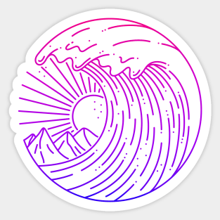 The Mountain Waves - Surfing Ocean Waves - Beach Sunset Art Sticker